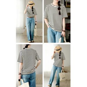 Comfy Casual Black Striped Lazy Day T-shirt