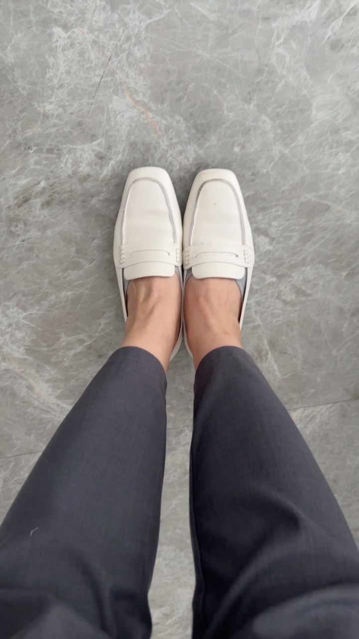 Easy to wear, no break-in needed. The leather is smooth, but the soles could be grippier