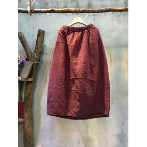 Latest Fashion Elastic Waist Baggy Skirt  Loose Quilted Cotton Skirt