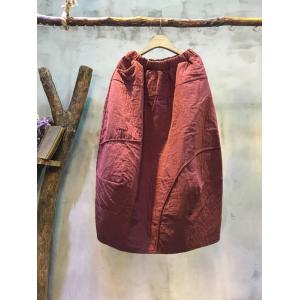 Latest Fashion Elastic Waist Baggy Skirt  Loose Quilted Cotton Skirt