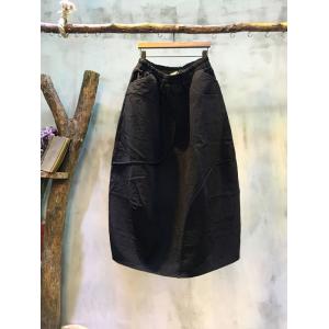 Latest Fashion Elastic Waist Baggy Skirt  Loose Quilted Cotton Skirt