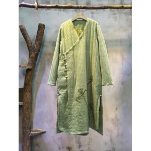 Best-Selling Pankou Nice Embroidery Quilted Coat Loose Linen Overcoat