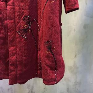 Best-Selling Pankou Nice Embroidery Quilted Coat Loose Linen Overcoat