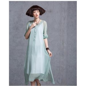 Solid Color Cami Dress Casual Linen Cotton Sundress