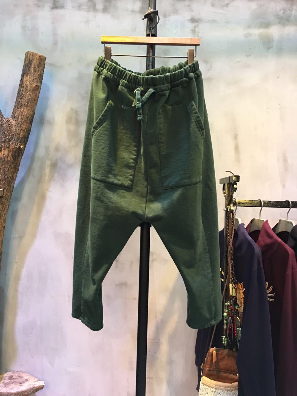 Solid Color Patch Pocket Loose Harem Pants Trendy Womans Pants in Green ...