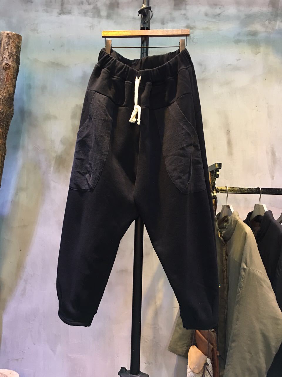 Simple Design Thickening Harem Pants Loose-Fitting Black Pants in Black ...
