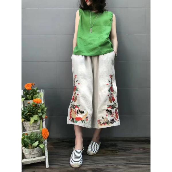Chinese Vintage Embroidered Wide-Leg Pants Womans Wholesale 