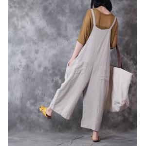 2017 Latest Fashion Plus Size Linen Overalls Wide Leg Korean Jumpsuits