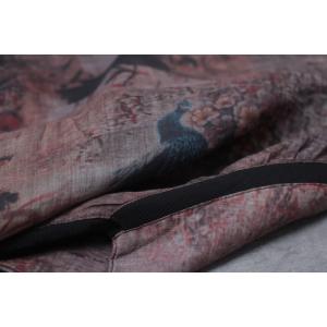 Dark-Colored Printing Vintage Blouse Linen Loose Top