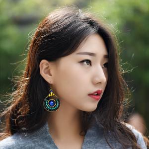 Ethnic Style Colorful Agate Earrings Folk Designer Accessories