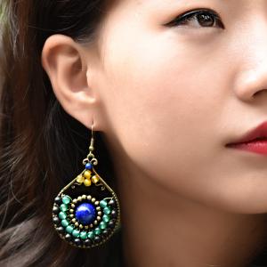 Ethnic Style Colorful Agate Earrings Folk Designer Accessories