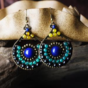 Ethnic Style Colorful Agate Earrings Folk Designer Accessories