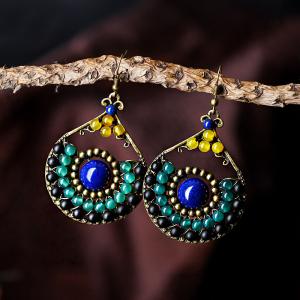 Ethnic Style Colorful Agate Earrings Folk Designer Accessories