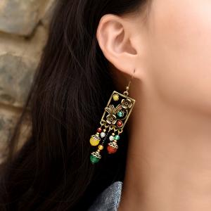 Retro Style Agate Drop Earrings Hollow Womans Elegant Earrings