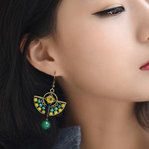 Unique Design Vintage Sector Earrings Agate Graceful Ear Ornaments