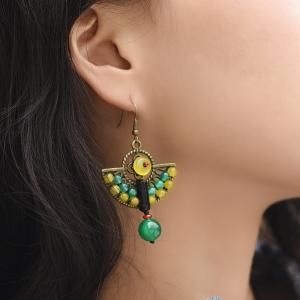 Unique Design Vintage Sector Earrings Agate Graceful Ear Ornaments