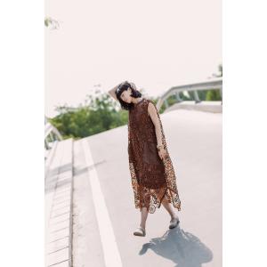 High-End  Hollow Lace Dress Stereo Flowers Asymmetric Customized Dress