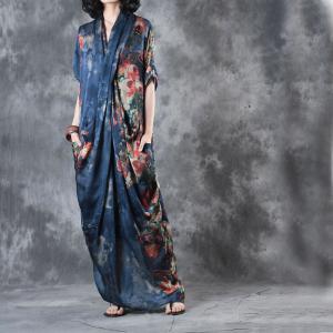 Front Cross Vintage Prints Chiffon Dress Summer Designer Maxi Dress With Camisole