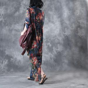 Front Cross Vintage Prints Chiffon Dress Summer Designer Maxi Dress With Camisole