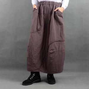 Latest Fashion Elastic Waist Baggy Skirt  Loose Quilted Cotton Skirt