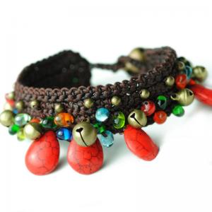 Folk Style Colored Glaze Bohemian Anklet Bells Edges Foots Jewelry