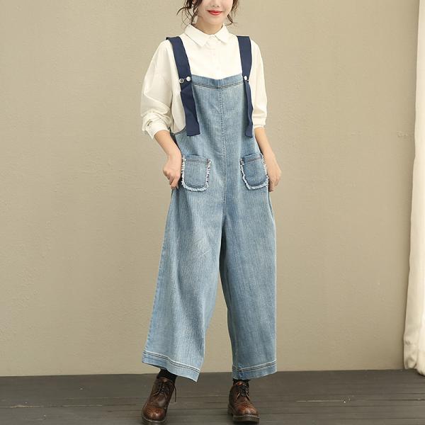 2017 Autumn Loose Denim Jumpsuits Womans Fashion Casual Jumpsuits