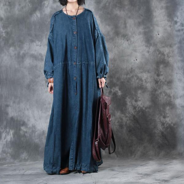 New Arrival Singe-Breasted Plus Size Maxi Dress Womans Denim Outerwear