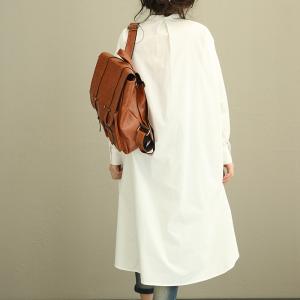 Asymmetric Side Slit Oversized Shirt Dress Designer White Dress