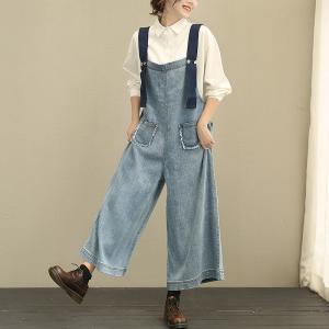 2017 Autumn Loose Denim Jumpsuits Womans Fashion Casual Jumpsuits