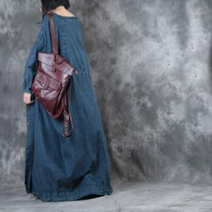 New Arrival Singe-Breasted Plus Size Maxi Dress Womans Denim Outerwear