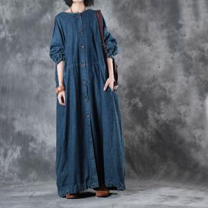 New Arrival Singe-Breasted Plus Size Maxi Dress Womans Denim Outerwear