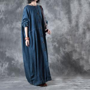 New Arrival Singe-Breasted Plus Size Maxi Dress Womans Denim Outerwear