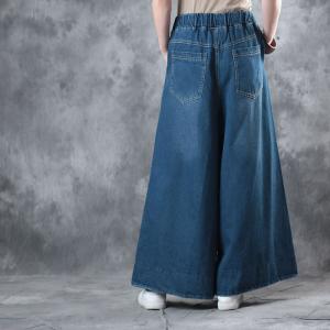 High-Quality Cuckoo Embroidery Vintage Jeans Wide Leg Baggy Trousers
