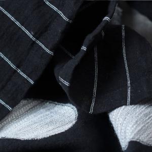 Black Contrast Polka Dot Plus Size Maxi Dress Stripes Linen Dress