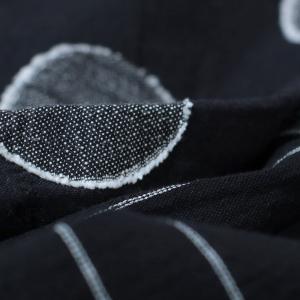 Black Contrast Polka Dot Plus Size Maxi Dress Stripes Linen Dress