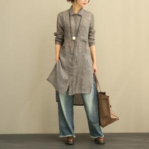 long linen shirt dress