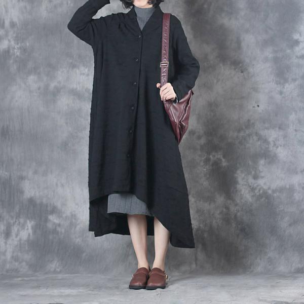 New Arrival Asymmetrical Plus Size Winter Coat Long Sleeve Black Duster Coat