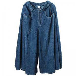 Vintage Fashion Plus Size Baggy Jeans Womans Blue Denim Pants