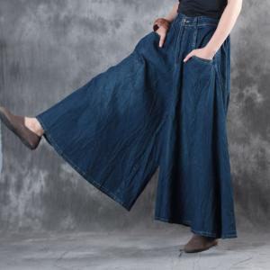 Vintage Fashion Plus Size Baggy Jeans Womans Blue Denim Pants