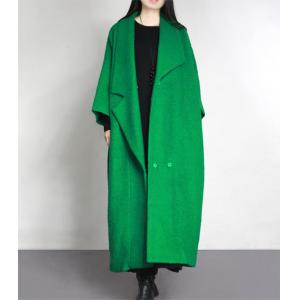 High-Quality Wide Lapel Green Coat Waistband Woolen Plus Size Winter Coat