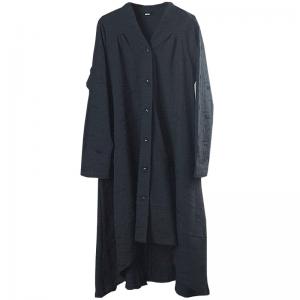 New Arrival Asymmetrical Plus Size Winter Coat Long Sleeve Black Duster Coat