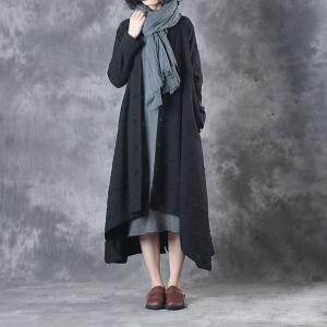 New Arrival Asymmetrical Plus Size Winter Coat Long Sleeve Black Duster Coat