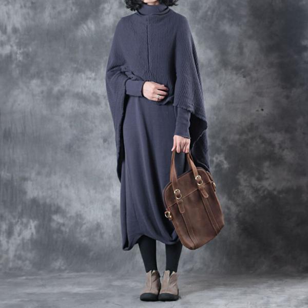 Original Design Turtleneck Oversized Sweater Dress Layering Cotton Knitting Dress