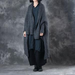 Unique Design Long Sleeve Cloak Asymmetrical Plus Size Sweater Coat