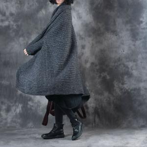 Unique Design Long Sleeve Cloak Asymmetrical Plus Size Sweater Coat