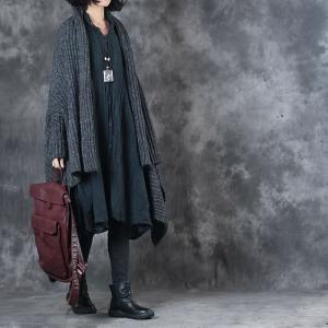 Unique Design Long Sleeve Cloak Asymmetrical Plus Size Sweater Coat