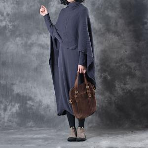 Original Design Turtleneck Oversized Sweater Dress Layering Cotton Knitting Dress