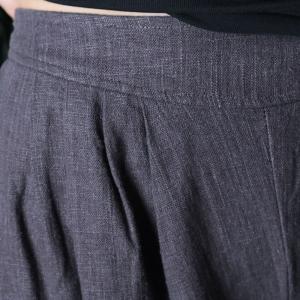 Simple Design Linen Gray Trousers Holidays Balloon Pants