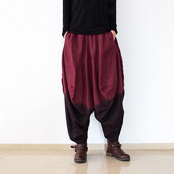 Gradient Colors Linen Harem Pants Spring Womans Balloon Pants