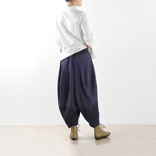 New Arrival Loose Cotton Linen Pants Jacquard Harem Trousers in Dark ...